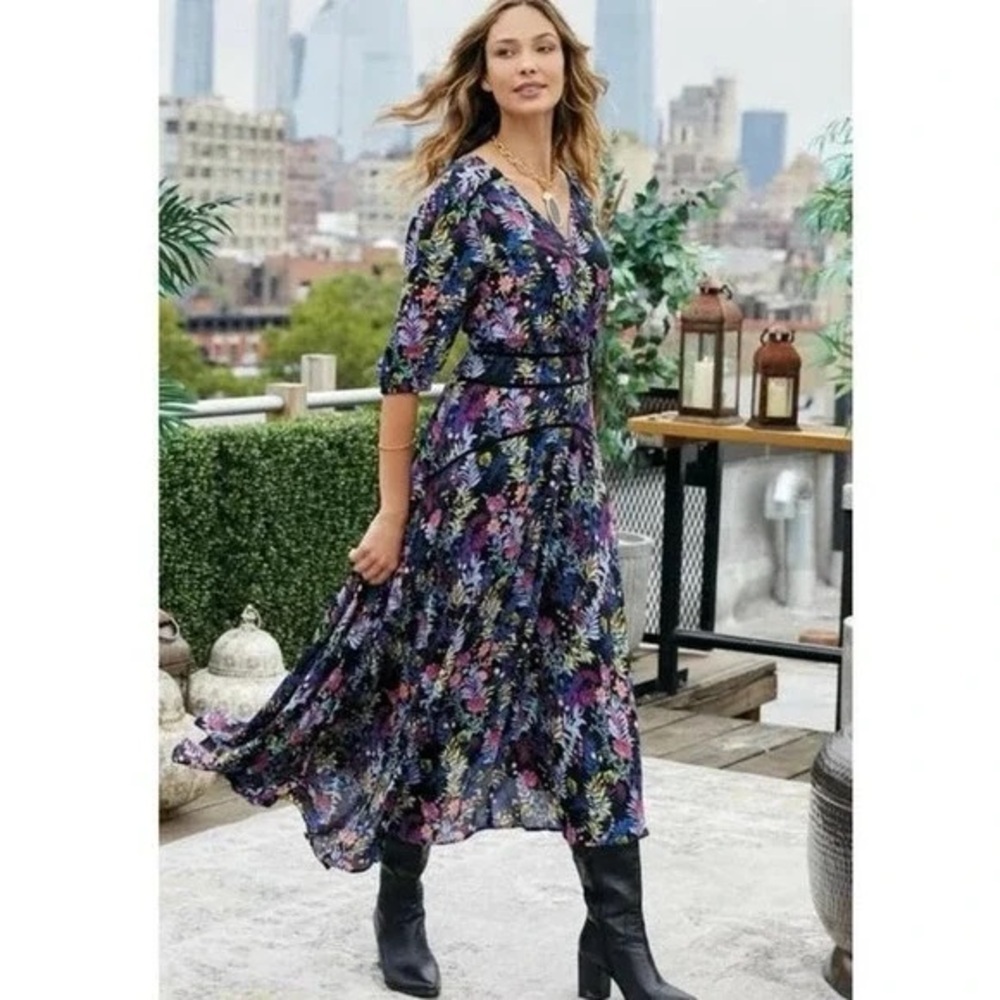 Soft Surroundings Floral Midi Dress - Multicolor